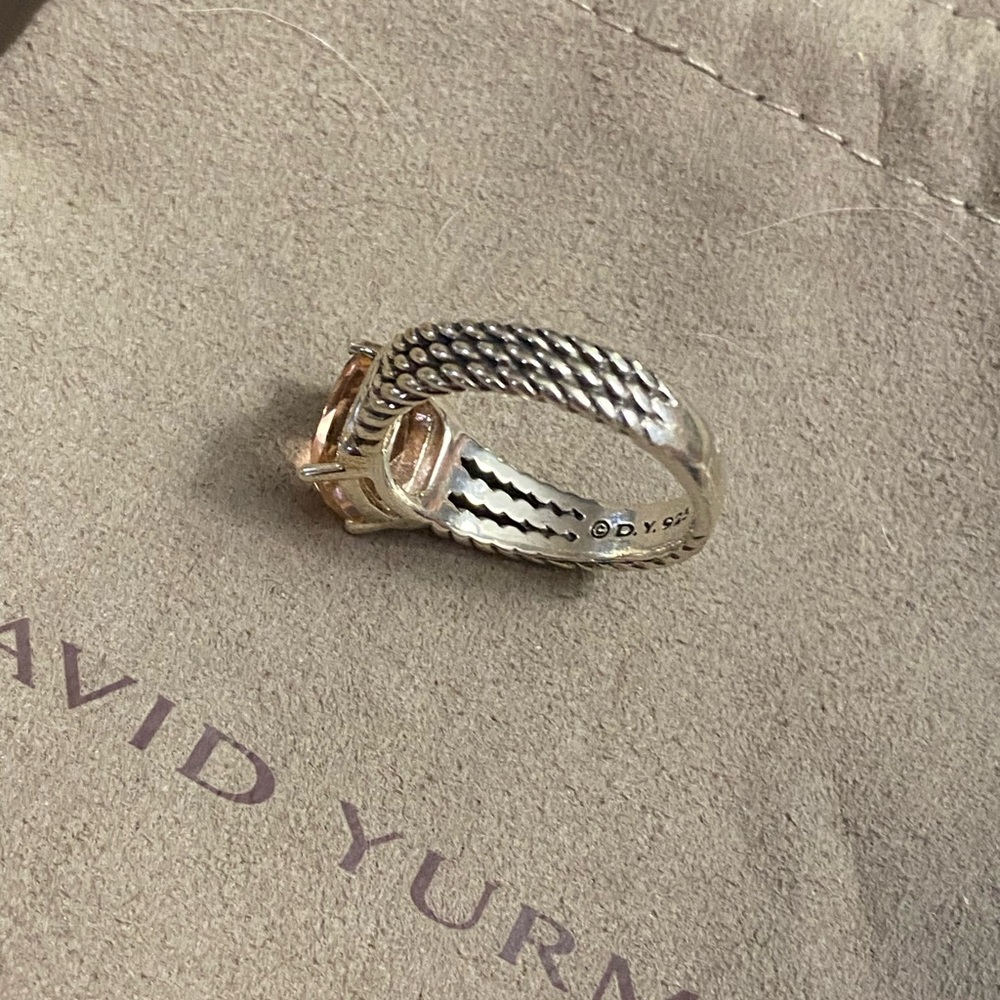 David Yurman Petite Wheaton Ring, Morganite with Diamonds - Picture 7 of 11